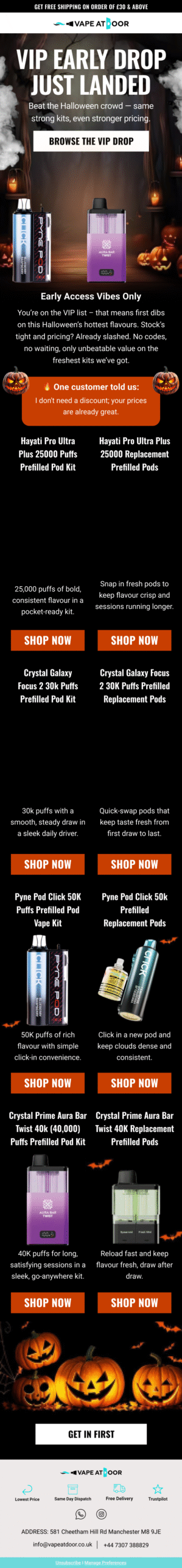 Campaign 03_ Halloween Pre launch offer to VIPS - unbeatable prices - (we have limited stock so buy as soon as you can)