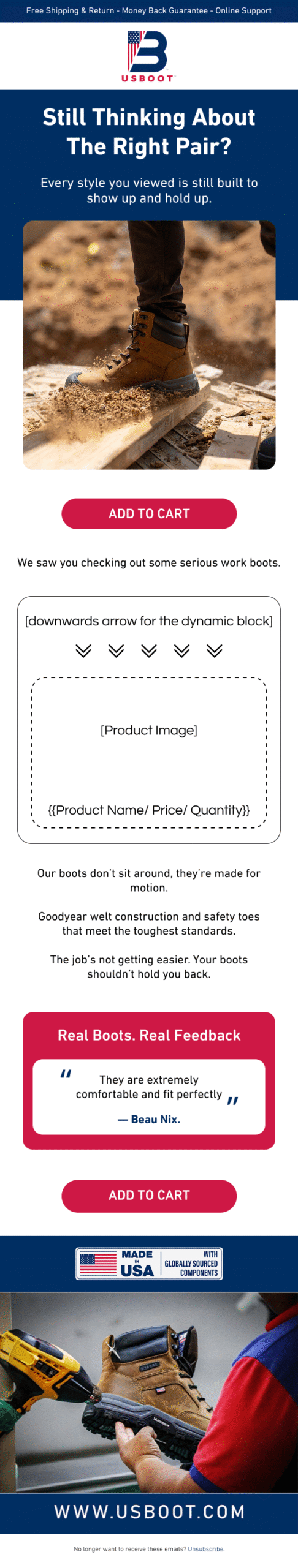 US Boot - Browse abandonment 1 without discount
