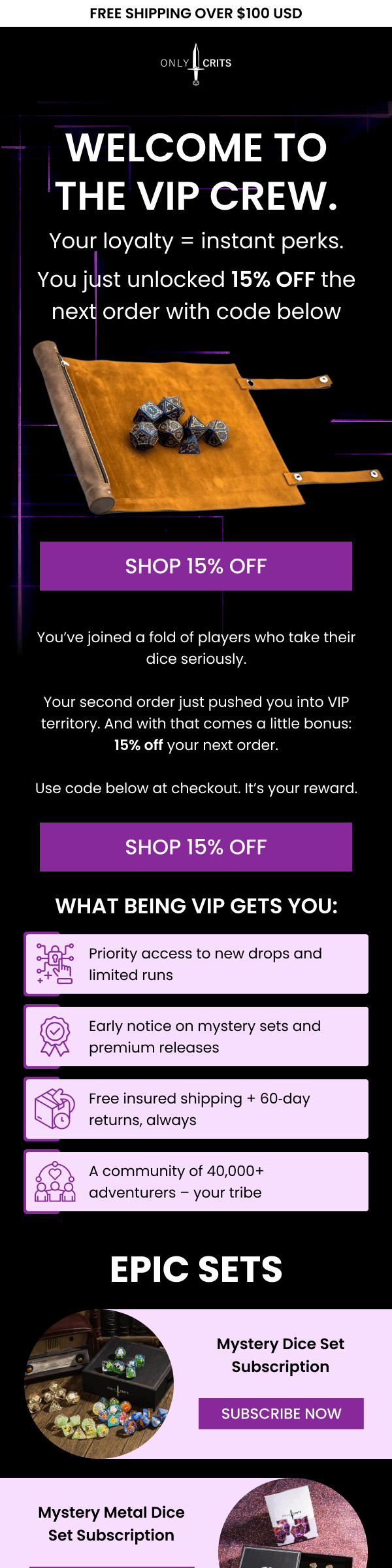 VIP Email 1 - Acknowledging the VIP status and giving a discount of 15% off (1)