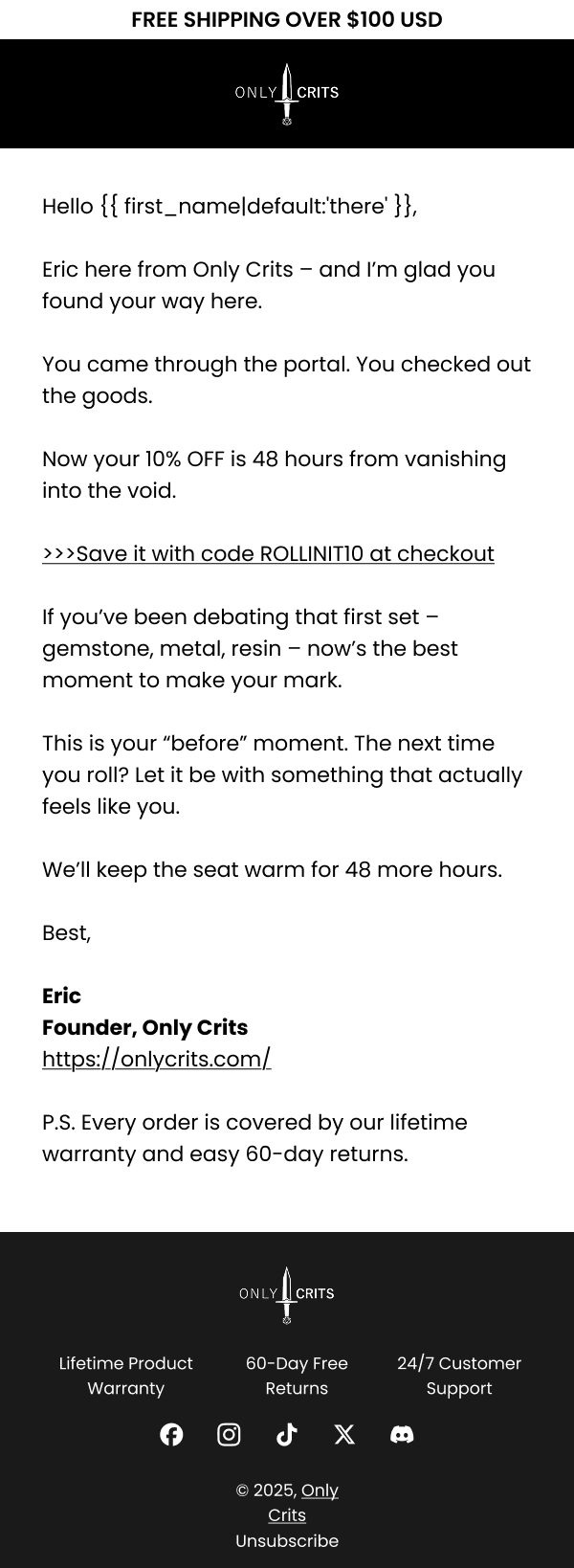Welcome 9 - Plain text - Final Reminder 48h