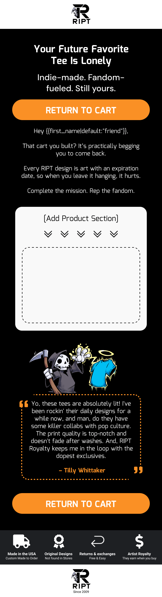 Ript Apparel - Cart Abandonment 1 - Prospects